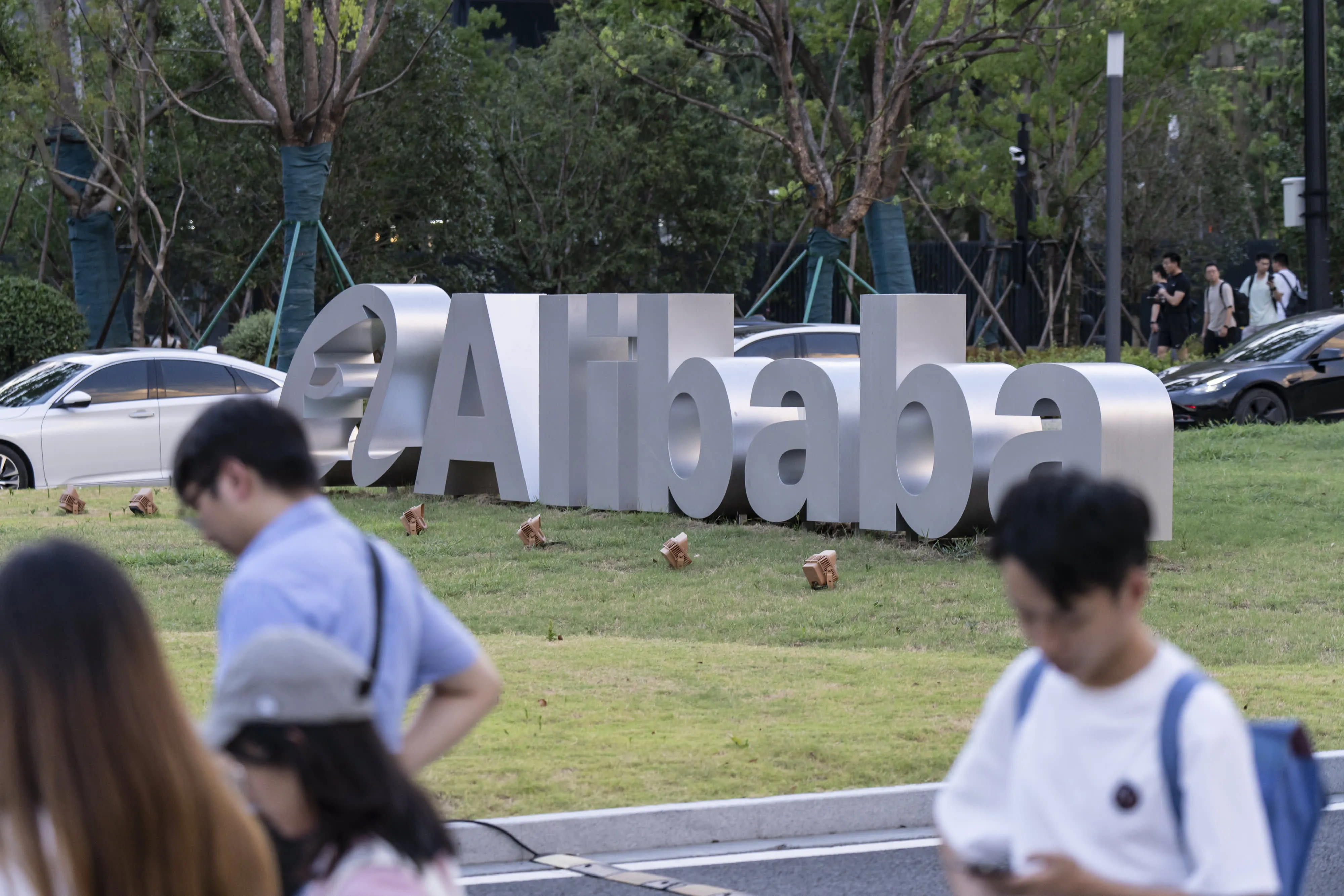 Signage at the Alibaba Group Holding Ltd. headquarters in Hangzhou, China, on Friday, Aug. 2, 2024. Alibaba is scheduled to release earnings results on Aug. 15. Photographer: Qilai Shen/Bloomberg via Getty Images