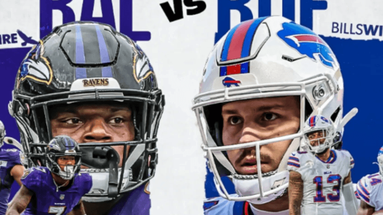 An electrifying showdown between the Buffalo Bills and the Baltimore Ravens, two NFL teams with rich histories and passionate fan bases. The image captures key players, including Josh Allen of the Bills and Lamar Jackson of the Ravens, showcasing their dynamic playing styles. With high-stakes moments and intense defensive strategies, this matchup epitomizes the excitement and athleticism of professional football, highlighting the rivalry that captivates fans as both teams aim for supremacy in the AFC