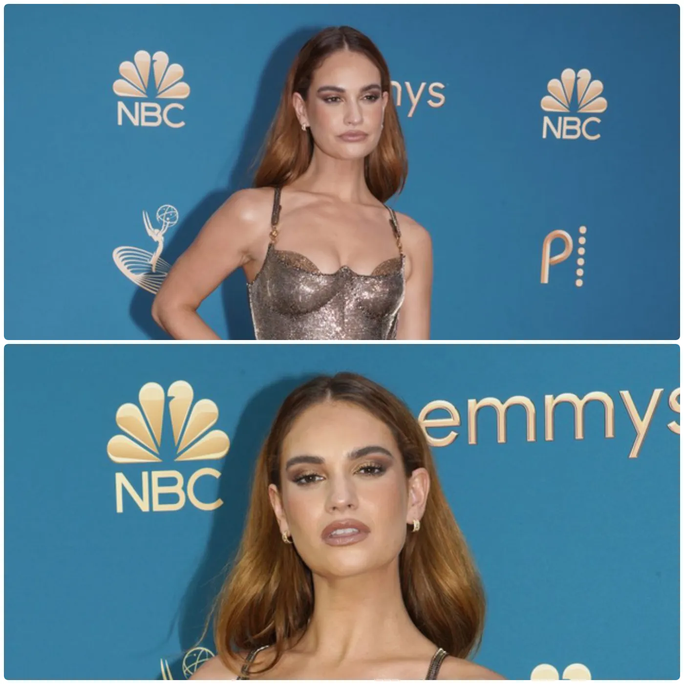 2022 Emmy Awards: Lily Shines in a Sparkling Gold Dress