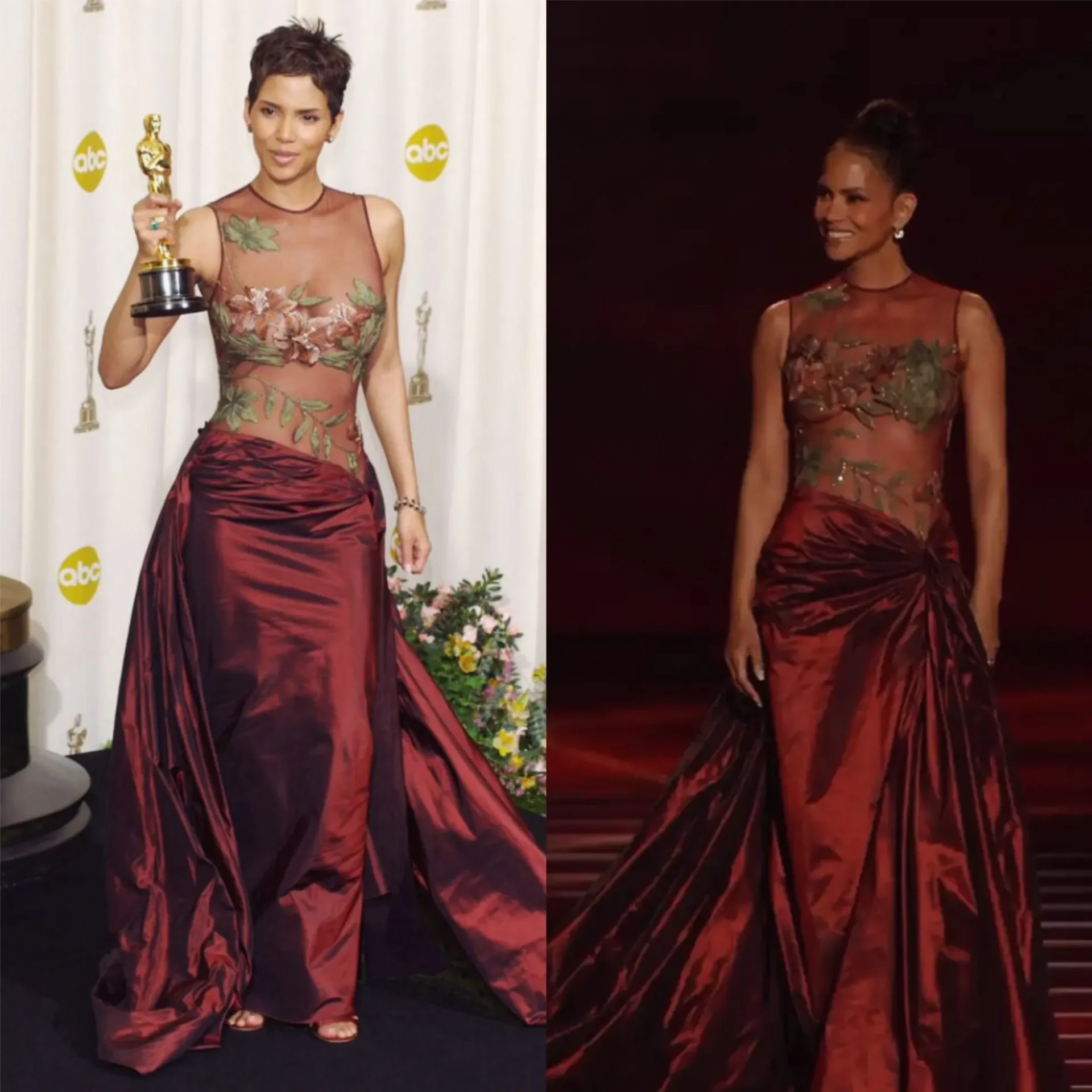 Halle Berry returns in the iconic Elie Saab gown from the 2002 Oscars