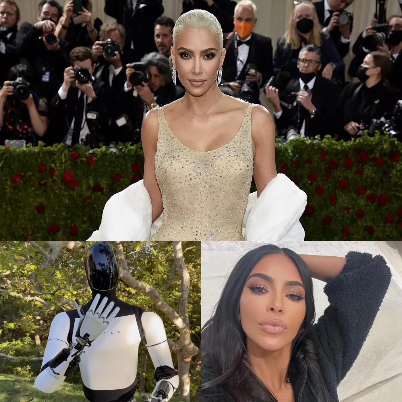 Kim Kardashian Showcases Luxury with a Huge Diamond Ring and a Tesla Robot